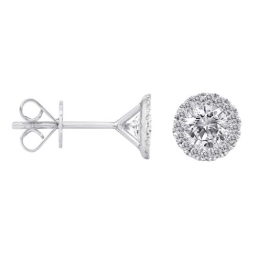 14K White Gold Diamond Stud Martini Earrings 0.56 Carat Diamonds