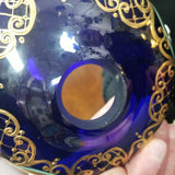 Czechoslovakia Chandelier 12 Light Crystal Overlay With Enamel  Cobalt Blue