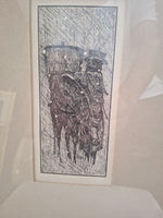 Antique Signed Surrealist Etching Framed