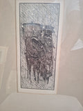 Antique Signed Surrealist Etching Framed