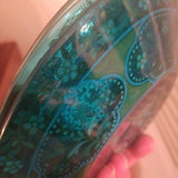 Set Of 3 Antique Aqua Blue Moser Bohemian glass Plates