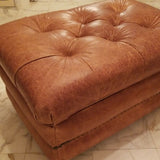 Vintage Leather Trunk Cognac Ottoman Large