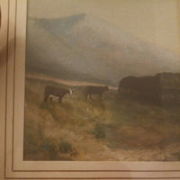 antique 19th century Water Color Painting Of Cows