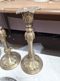 Pair Of Vintage Brass Candlesticks 13" Tall