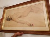 Antiique 1950's Nude Pin Up Pinup Painting