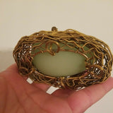 Museum Antique French Opaline Egg Jewel Box Jade