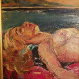 A Vintage Nude Impresionist Painting of Blonde Woman
