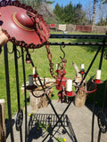 Antique Regency Tole Red Chandelier with canopy #92758