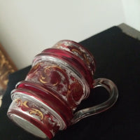 Antique Bohemian Glass Moser Ruby Mug #9508