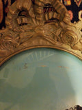 Pair Of Framed Oval Convex Glass Paintings Castles IMPERFECT CONDITION SEE PICS!