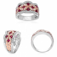 14K White & Rose Gold Ruby & Diamond Ring 1.14 TCW Size 6.5 - Diamonds Sapphires Rubies Emeralds