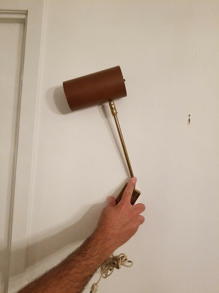 Rare Mid century Modern Jacques Adnet Attributed Leather Lights