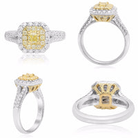 18K White & Yellow Gold Yellow Diamond Ring Size 6.5