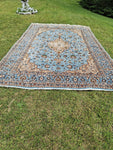 Vintage 1960's Oriental Rug Geometric Design Hand Knotted 100% Wool Finely Woven