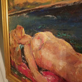 A Vintage Nude Impresionist Painting of Blonde Woman