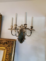 Pair Of regency Antique Palace Silver Sconces