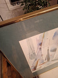 Mid Century Modern Painting WC Impressionist Sailboat