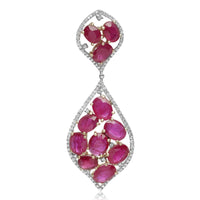 14K White Gold Ruby Earrings with Diamonds, Certified by EGL USA, 31.26 TCW - Diamonds Sapphires Rubies Emeralds