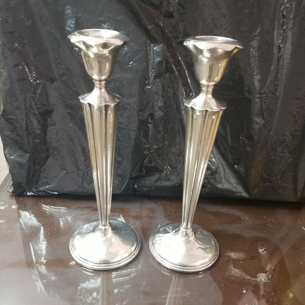 Pair Of Candlesticks Pure Silver Reinforced with Cement