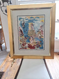 Vintage Nude Girl Raoul Dufy Lithograph Beach Scene Designer Frame