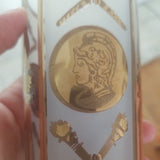 Mid Century Modern Hollywood regency Set 8 Gold Drinking Glasses