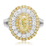 18K White & Yellow Gold Yellow Diamond Ring Size 6.5 GIA Certified - Diamonds Sapphires Rubies Emeralds