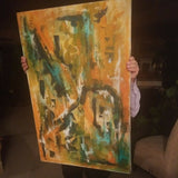 Colorful Mid century Modern Abstract painting Signed