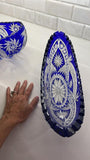 Set of 2 Blue Imperlux Lead Crystal Centerpieces Made in Germany