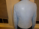 Ladies Light Blue Vince Camuto Size 2 Faux Leather Jacket - Diamonds Sapphires Rubies Emeralds