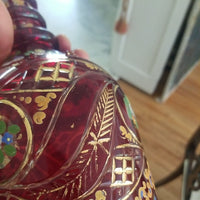 Antique Bohemian Glass Decanter Jeweled