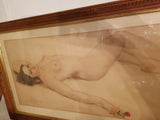 Antiique 1950's Nude Pin Up Pinup Painting