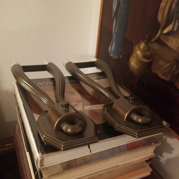 Pair Of Modernist Bronze Patinated Designer Sconces