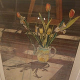 mid century Modern signed color lithograph with tulips by Howard Kanovitz