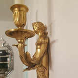 Nude Erotic Antique French Pair of Gilt Bronze Sconces in Working Condition