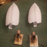 Pair of Mid Century Modern Vintage Italian Crystal Art Glass Sconces