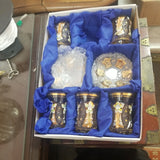 Set Of 6 Hand Carved Crystal Tea Cup and Saucer from Eastern Europe