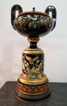 Massive antique moser glass raised enamel bumble bee butterfly urn gold overlay - Diamonds Sapphires Rubies Emeralds