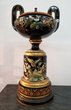 Massive antique moser glass raised enamel bumble bee butterfly urn gold overlay - Diamonds Sapphires Rubies Emeralds