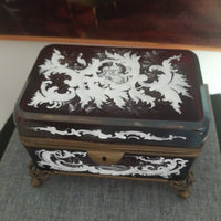 Antique Jewel Box Casket Bohemian glass  Moser