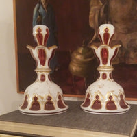 Antique Pair of Bohemian Overlay Moser Perfume Bottles