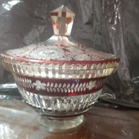 Antique Bohemian Crystal Candy Dish CHIPPED!