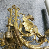 Antique Pair Of Gilt Bronze Gargoyle Sconces