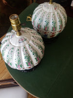 Pair Of Antique Chinese Porcelain Enamel Lamps