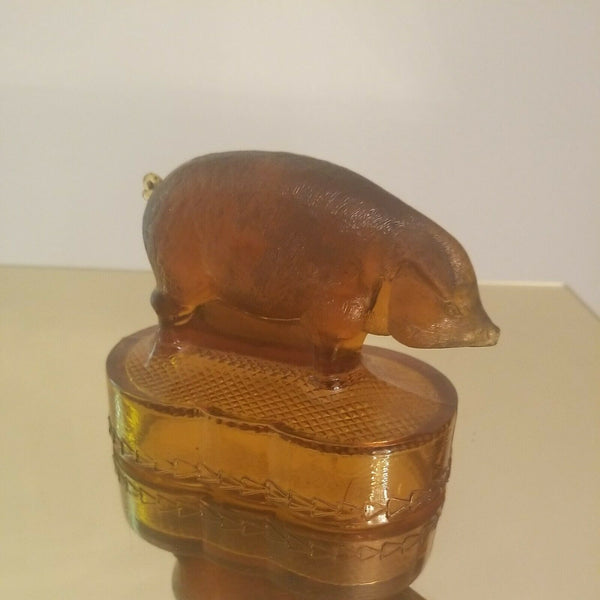 Antique American Amber Glass Pig Sculpture