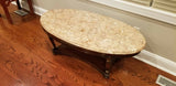 Oval Marble Coffee Table 50" x 26" x 18" - Diamonds Sapphires Rubies Emeralds