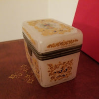 Antique Opaline Bohemian Jewelry Box Casket