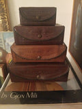 Vintage Leather Collection of 4 Jewelry Boxes Embossed