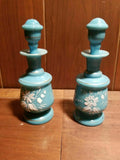 Pair of Antique French Opaline Enamel Perfume Bottles