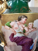 Antique unmarked palace Royal Vienna center piece nude allegory jade porcelain - Diamonds Sapphires Rubies Emeralds