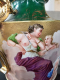 Antique unmarked palace Royal Vienna center piece nude allegory jade porcelain - Diamonds Sapphires Rubies Emeralds